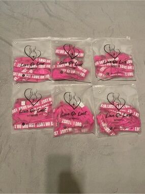 ⭐️ BUNDLE OF 6 SETS! ⭐️ Love or Lust Pink Mesh Bra Thong & Garter Sets - NWT